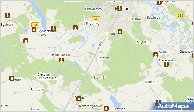 mapa Drużyna, Drużyna na mapie Targeo