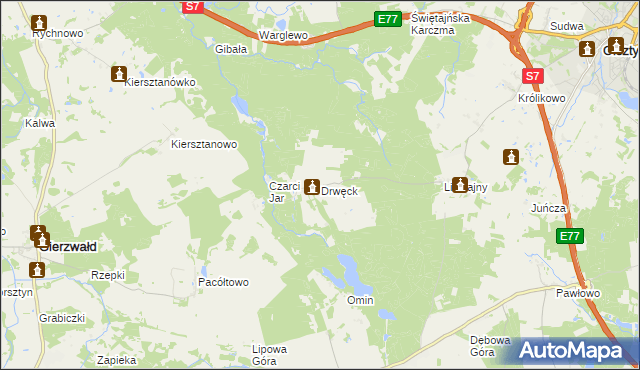 mapa Drwęck, Drwęck na mapie Targeo