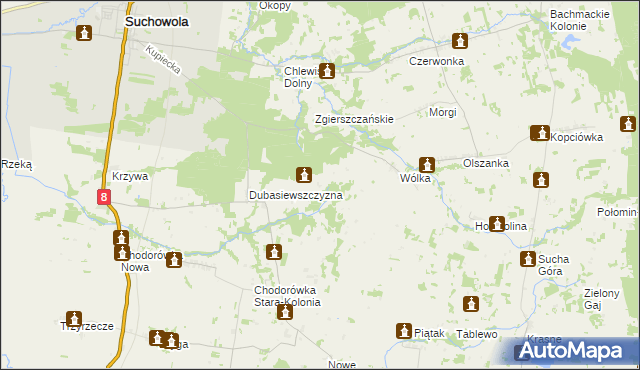 mapa Dubasiewskie Kolonie, Dubasiewskie Kolonie na mapie Targeo