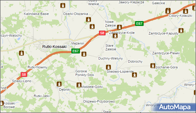 mapa Duchny-Wieluny, Duchny-Wieluny na mapie Targeo