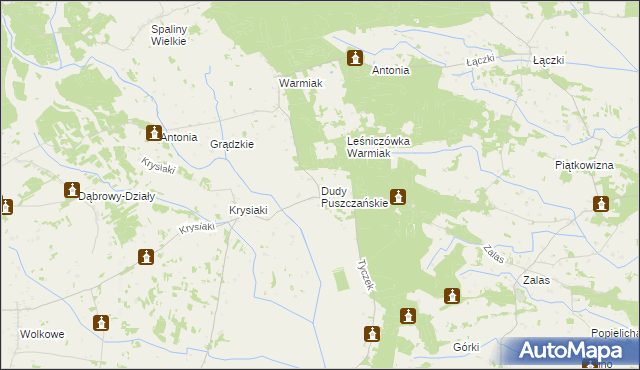 mapa Dudy Puszczańskie, Dudy Puszczańskie na mapie Targeo