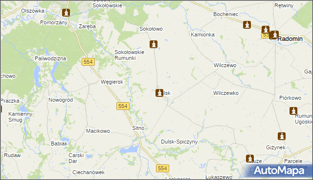 mapa Dulsk gmina Radomin, Dulsk gmina Radomin na mapie Targeo