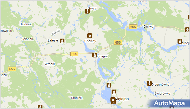 mapa Dunajek gmina Świętajno, Dunajek gmina Świętajno na mapie Targeo