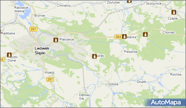 mapa Dworek gmina Lwówek Śląski, Dworek gmina Lwówek Śląski na mapie Targeo