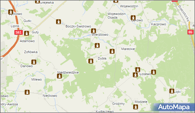 mapa Dybła, Dybła na mapie Targeo