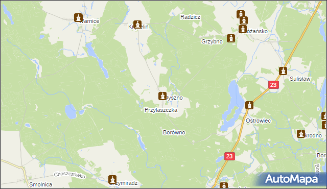 mapa Dyszno, Dyszno na mapie Targeo