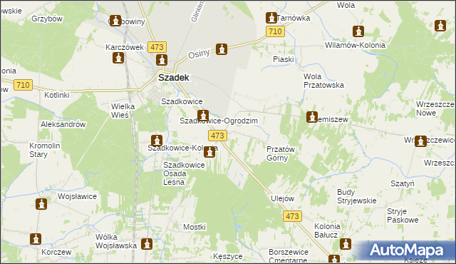 mapa Dziadkowice gmina Szadek, Dziadkowice gmina Szadek na mapie Targeo