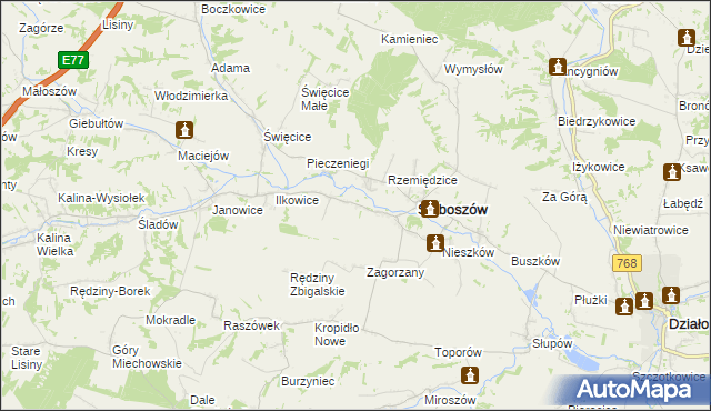 mapa Dziaduszyce, Dziaduszyce na mapie Targeo