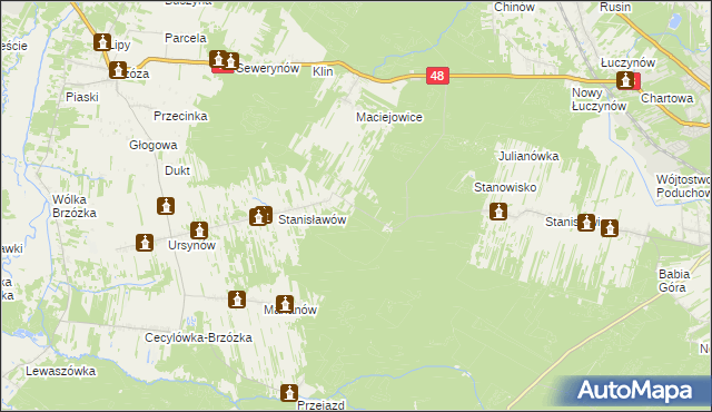 mapa Działki Brzóskie, Działki Brzóskie na mapie Targeo