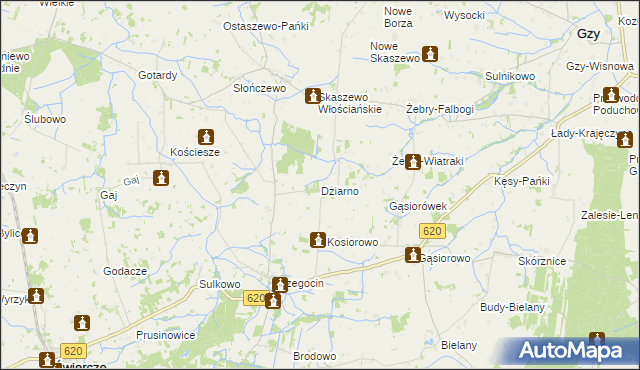 mapa Dziarno gmina Świercze, Dziarno gmina Świercze na mapie Targeo