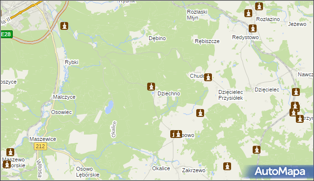 mapa Dziechno, Dziechno na mapie Targeo