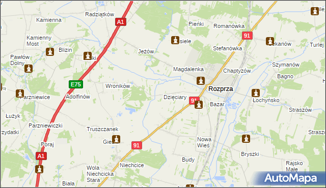 mapa Dzięciary, Dzięciary na mapie Targeo