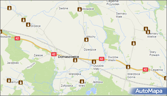 mapa Dziedzice gmina Domaszowice, Dziedzice gmina Domaszowice na mapie Targeo