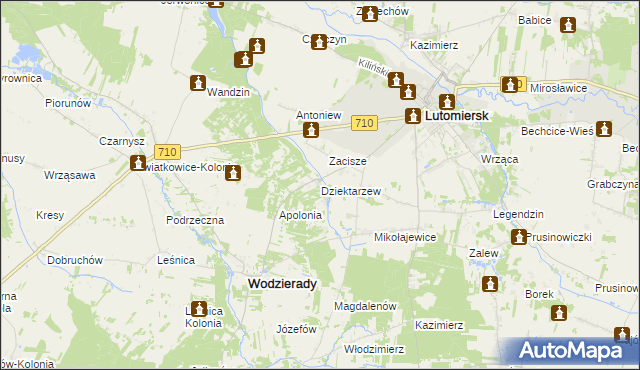 mapa Dziektarzew, Dziektarzew na mapie Targeo