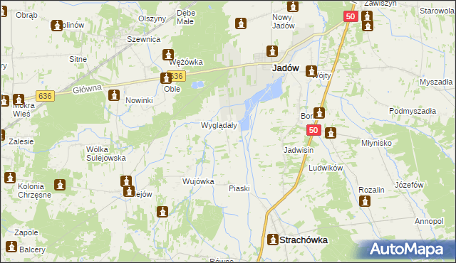 mapa Dzierżanów gmina Jadów, Dzierżanów gmina Jadów na mapie Targeo