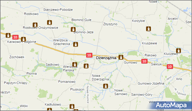 mapa Dzierzążnia, Dzierzążnia na mapie Targeo