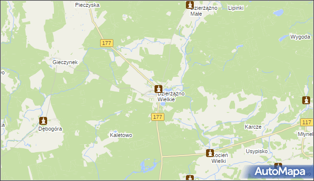 mapa Dzierżążno Wielkie, Dzierżążno Wielkie na mapie Targeo