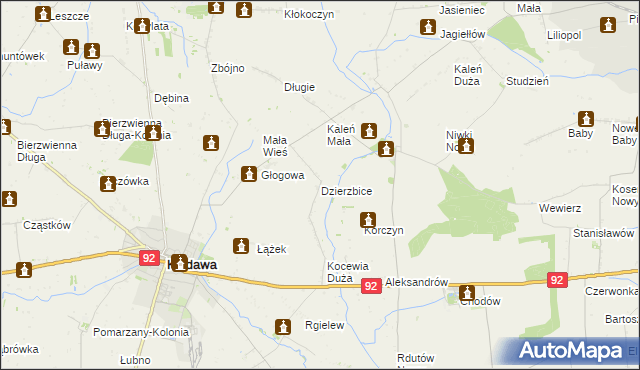 mapa Dzierzbice, Dzierzbice na mapie Targeo