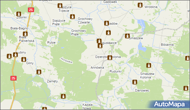 mapa Dzierzbin-Kolonia, Dzierzbin-Kolonia na mapie Targeo