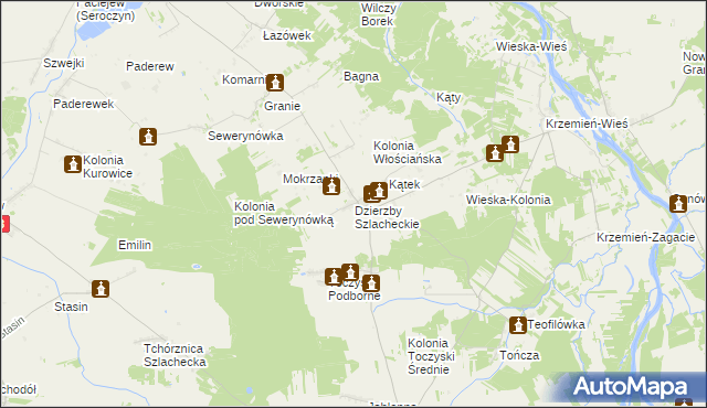 mapa Dzierzby Szlacheckie, Dzierzby Szlacheckie na mapie Targeo