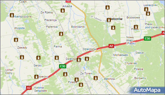 mapa Dzierzgów gmina Nieborów, Dzierzgów gmina Nieborów na mapie Targeo