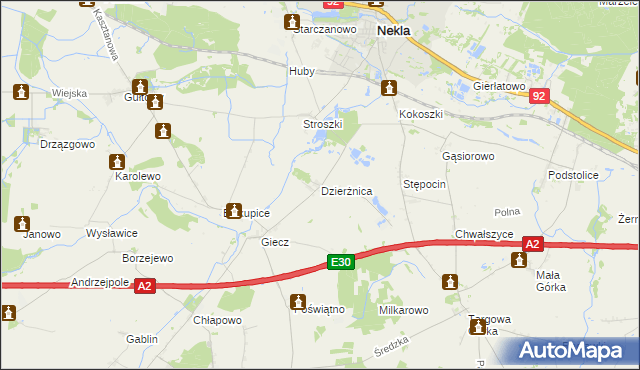 mapa Dzierżnica, Dzierżnica na mapie Targeo