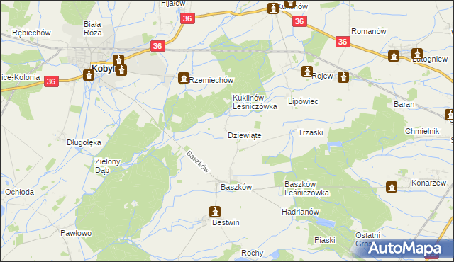 mapa Dziewiąte, Dziewiąte na mapie Targeo