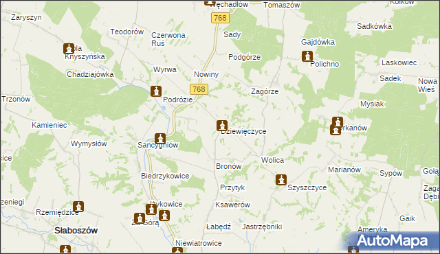 mapa Dziewięczyce, Dziewięczyce na mapie Targeo