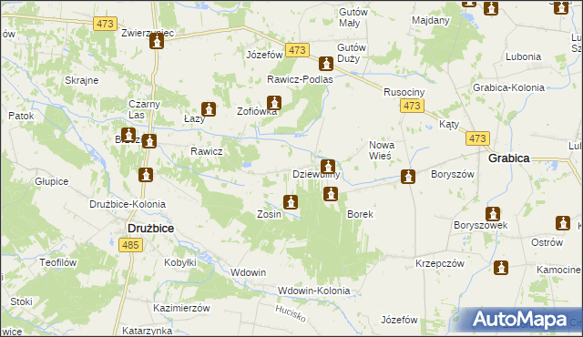 mapa Dziewuliny, Dziewuliny na mapie Targeo