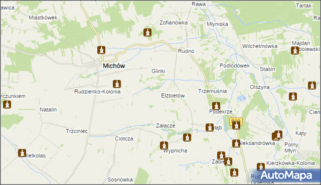 mapa Elżbietów gmina Michów, Elżbietów gmina Michów na mapie Targeo