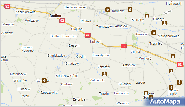 mapa Ernestynów gmina Bedlno, Ernestynów gmina Bedlno na mapie Targeo