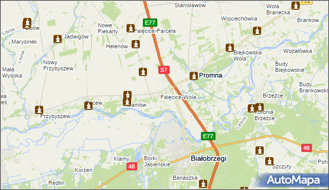 mapa Falęcice, Falęcice na mapie Targeo