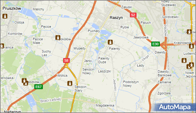 mapa Falenty Duże, Falenty Duże na mapie Targeo