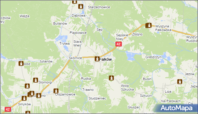 mapa Fałków, Fałków na mapie Targeo