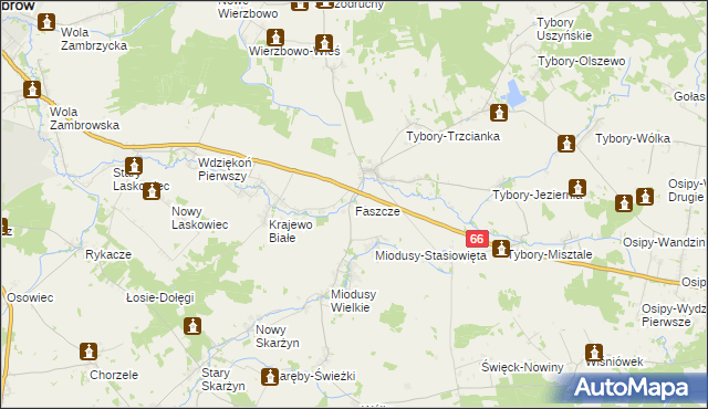 mapa Faszcze gmina Wysokie Mazowieckie, Faszcze gmina Wysokie Mazowieckie na mapie Targeo