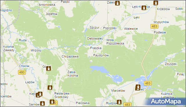 mapa Faustynów, Faustynów na mapie Targeo