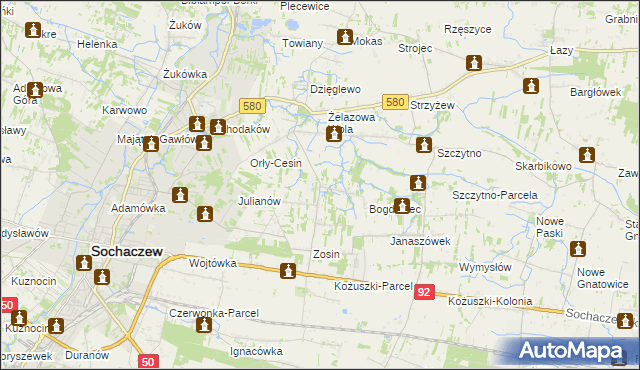 mapa Feliksów gmina Sochaczew, Feliksów gmina Sochaczew na mapie Targeo