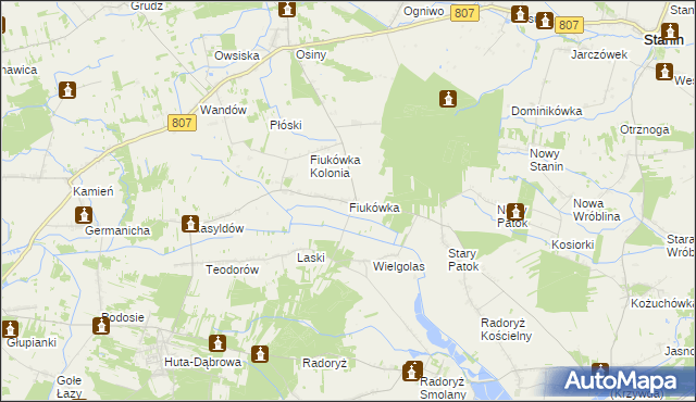 mapa Fiukówka gmina Krzywda, Fiukówka gmina Krzywda na mapie Targeo