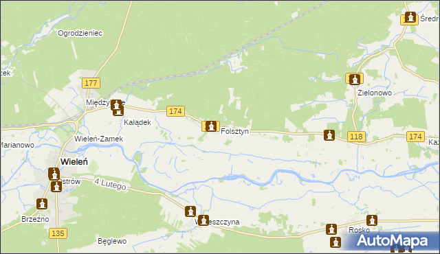 mapa Folsztyn, Folsztyn na mapie Targeo