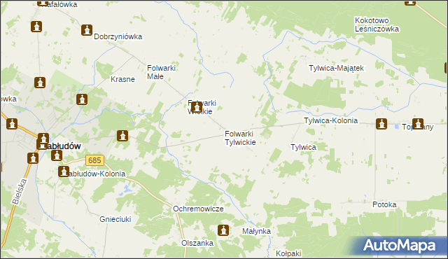 mapa Folwarki Tylwickie, Folwarki Tylwickie na mapie Targeo