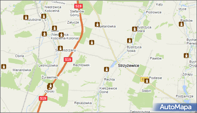 mapa Franciszków gmina Strzyżewice, Franciszków gmina Strzyżewice na mapie Targeo