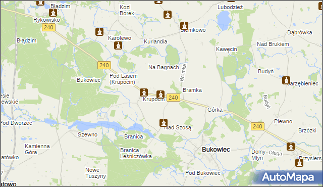 mapa Franciszkowo gmina Bukowiec, Franciszkowo gmina Bukowiec na mapie Targeo