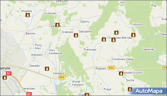 mapa Frankowo gmina Przasnysz, Frankowo gmina Przasnysz na mapie Targeo