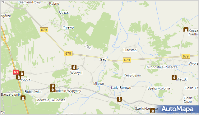 mapa Gać gmina Łomża, Gać gmina Łomża na mapie Targeo
