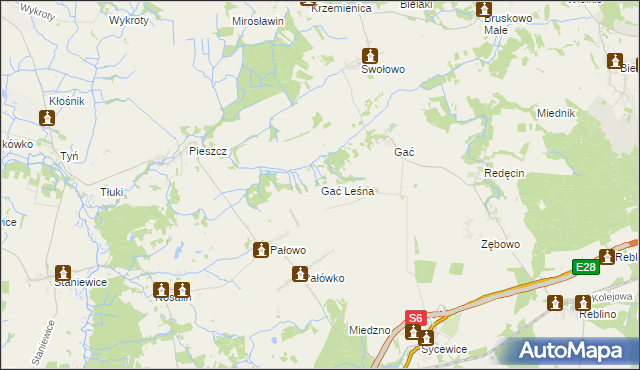 mapa Gać Leśna, Gać Leśna na mapie Targeo