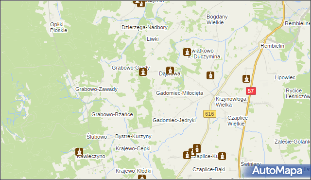 mapa Gadomiec-Miłocięta, Gadomiec-Miłocięta na mapie Targeo