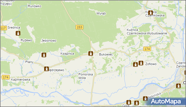 mapa Gajewo gmina Czarnków, Gajewo gmina Czarnków na mapie Targeo