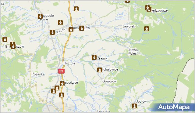 mapa Gajnik, Gajnik na mapie Targeo