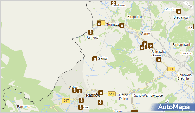 mapa Gajów, Gajów na mapie Targeo