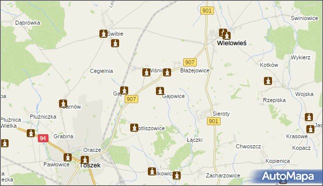 mapa Gajowice, Gajowice na mapie Targeo